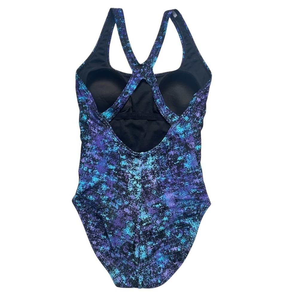 Speedo Proback One-piece Racerback Black Purple Turquoise Size 8 Style #7228752 - Picture 2 of 6